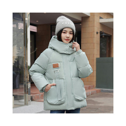 Women's Cropped Puffer Jacket Long Sleeve Hooded Padded Winter Quilted Coat