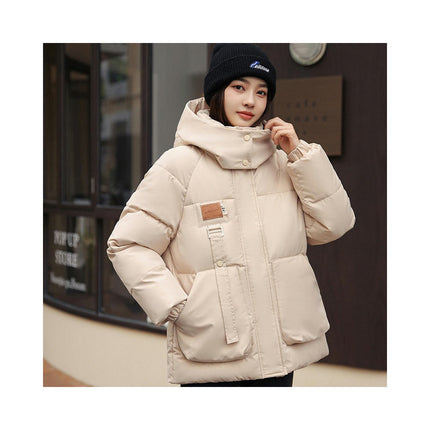 Women's Cropped Puffer Jacket Long Sleeve Hooded Padded Winter Quilted Coat