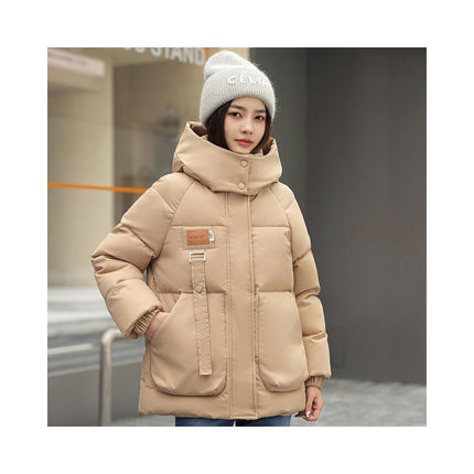 Women's Cropped Puffer Jacket Long Sleeve Hooded Padded Winter Quilted Coat