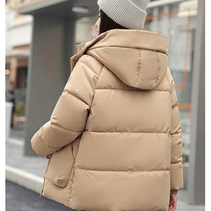 Women's Cropped Puffer Jacket Long Sleeve Hooded Padded Winter Quilted Coat