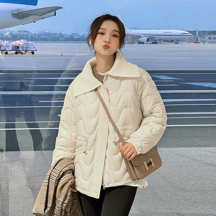 Women's Winter Puffer Jacket Cropped Long Sleeve Quilted Coat