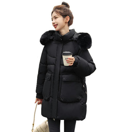 Womens Hooded Padded Puffer Jacket Thicken Full-Zip Winter Quilted Down Coat