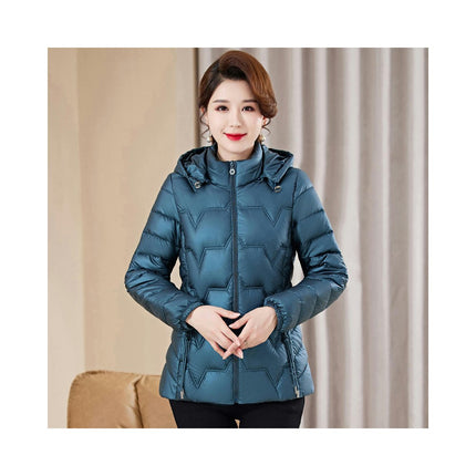 Women's Cropped Puffer Jacket Winter Hooded Slim Fit Down Coats