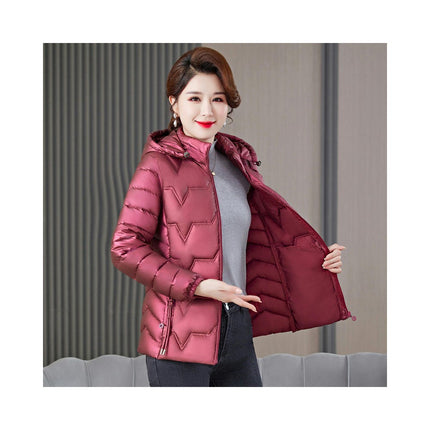 Women's Cropped Puffer Jacket Winter Hooded Slim Fit Down Coats