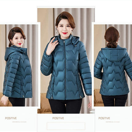 Women's Cropped Puffer Jacket Winter Hooded Slim Fit Down Coats