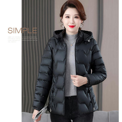 Women's Cropped Puffer Jacket Winter Hooded Slim Fit Down Coats