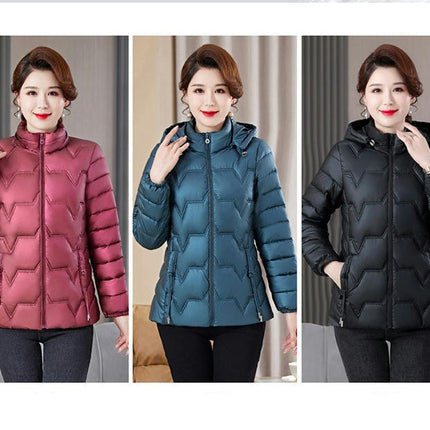 Women's Cropped Puffer Jacket Winter Hooded Slim Fit Down Coats