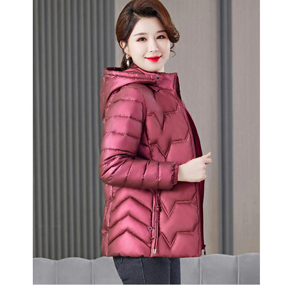 Women's Cropped Puffer Jacket Winter Hooded Slim Fit Down Coats