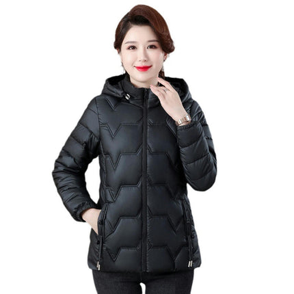 Women's Cropped Puffer Jacket Winter Hooded Slim Fit Down Coats