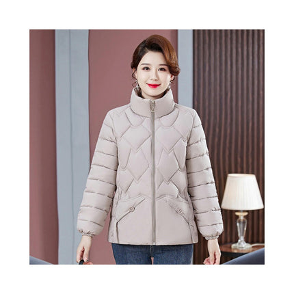 Women's Winter Cropped Puffer Jacket Short Stand Collar Quilted Coat