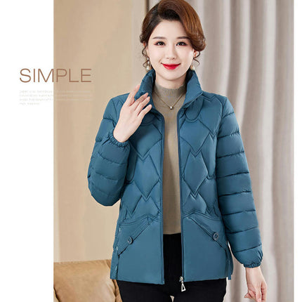 Women's Winter Cropped Puffer Jacket Short Stand Collar Quilted Coat