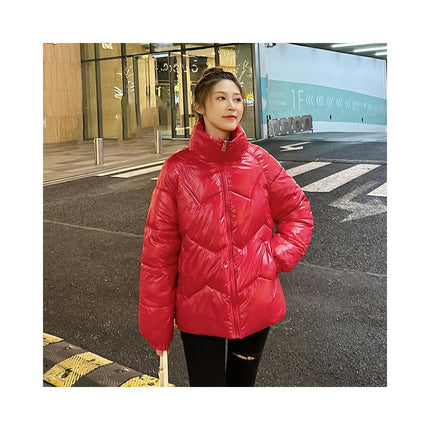 Women's Winter Puffer Jacket Outerwear Cropped Zip Up Quilted Padded Coat