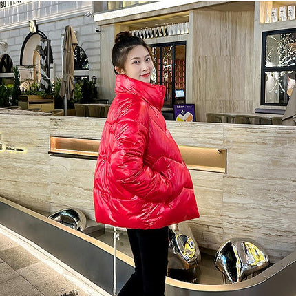 Women's Winter Puffer Jacket Outerwear Cropped Zip Up Quilted Padded Coat