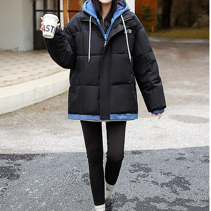 Women's Cropped Puffer Hooded Quilted Jackets Winter Short Padded Coat Outerwear