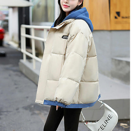 Women's Cropped Puffer Hooded Quilted Jackets Winter Short Padded Coat Outerwear