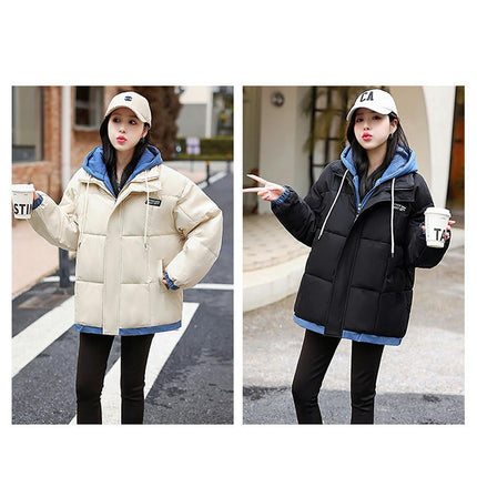 Women's Cropped Puffer Hooded Quilted Jackets Winter Short Padded Coat Outerwear