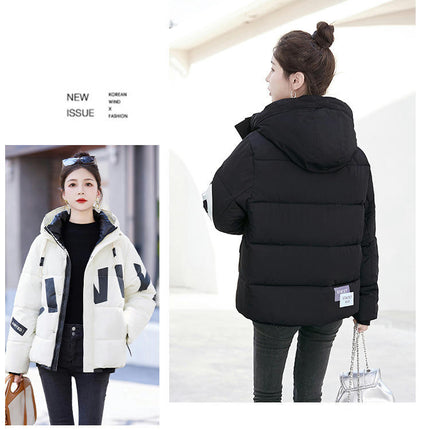 Women's Cropped Puffer Jacket Long Sleeve Hooded Short Padded Coat