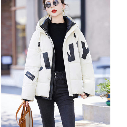 Women's Cropped Puffer Jacket Long Sleeve Hooded Short Padded Coat