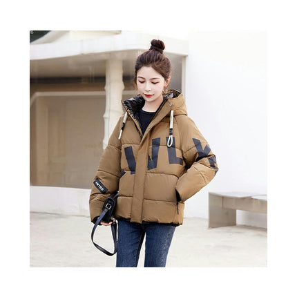 Women's Cropped Puffer Jacket Long Sleeve Hooded Short Padded Coat