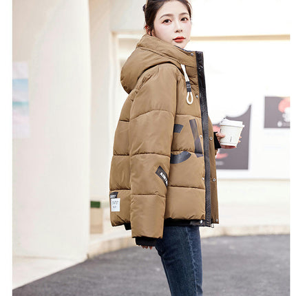 Women's Cropped Puffer Jacket Long Sleeve Hooded Short Padded Coat