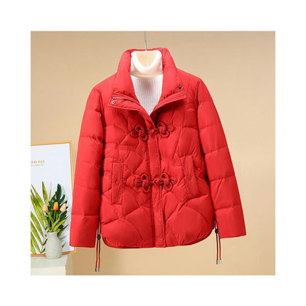 Womens Cropped Puffer Long Sleeve Jacket Quilted Winter Stand Collar Coat