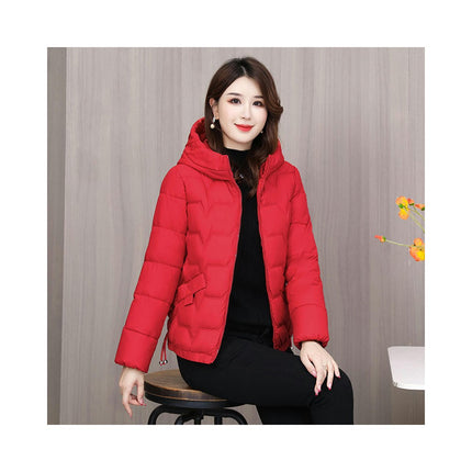 Women's Cropped Puffer Jacket Winter Zip Up Quilted Down Hooded Coats