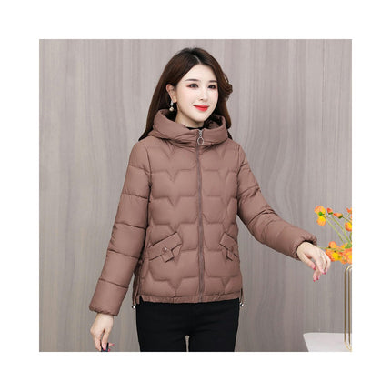 Women's Cropped Puffer Jacket Winter Zip Up Quilted Down Hooded Coats