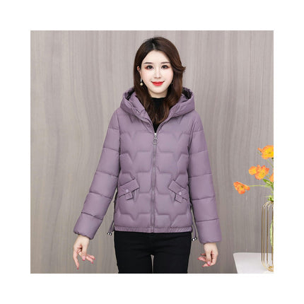 Women's Cropped Puffer Jacket Winter Zip Up Quilted Down Hooded Coats