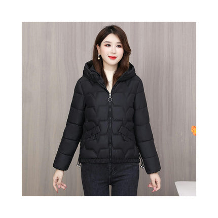 Women's Cropped Puffer Jacket Winter Zip Up Quilted Down Hooded Coats