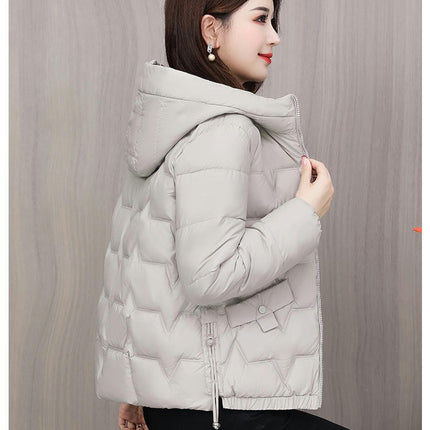 Women's Cropped Puffer Jacket Winter Zip Up Quilted Down Hooded Coats