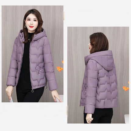 Women's Cropped Puffer Jacket Winter Zip Up Quilted Down Hooded Coats