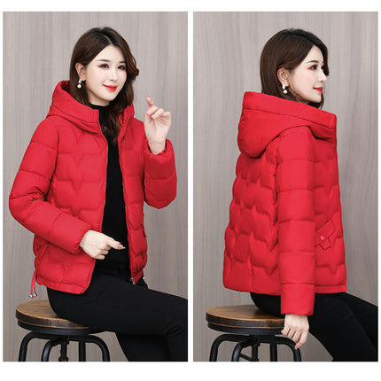 Women's Cropped Puffer Jacket Winter Zip Up Quilted Down Hooded Coats