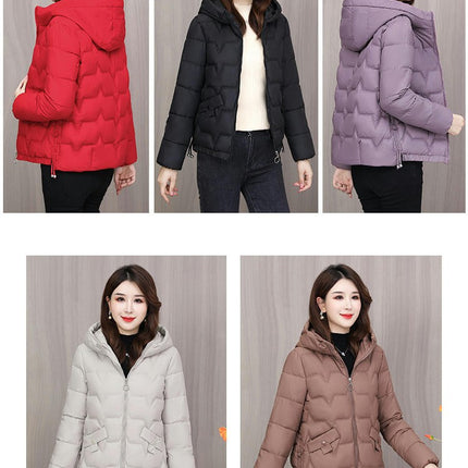 Women's Cropped Puffer Jacket Winter Zip Up Quilted Down Hooded Coats