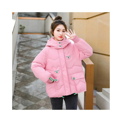 Women's Cropped Hooded Puffer Jacket OuterwearZip Up Quilted Padded Coat