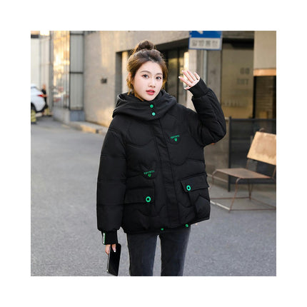 Women's Cropped Hooded Puffer Jacket OuterwearZip Up Quilted Padded Coat