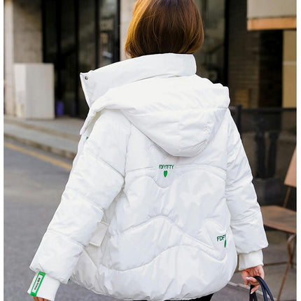 Women's Cropped Hooded Puffer Jacket OuterwearZip Up Quilted Padded Coat