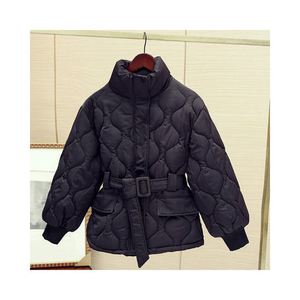 Womens Cropped Puffer Jacket Zip Up Stand Collar Quilted Padded Winter Coat Outerwear