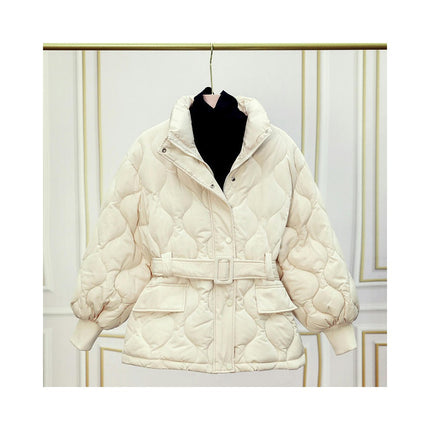 Womens Cropped Puffer Jacket Zip Up Stand Collar Quilted Padded Winter Coat Outerwear