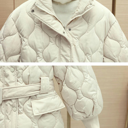 Womens Cropped Puffer Jacket Zip Up Stand Collar Quilted Padded Winter Coat Outerwear