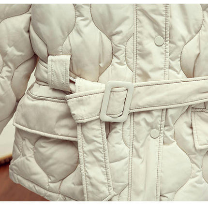 Womens Cropped Puffer Jacket Zip Up Stand Collar Quilted Padded Winter Coat Outerwear