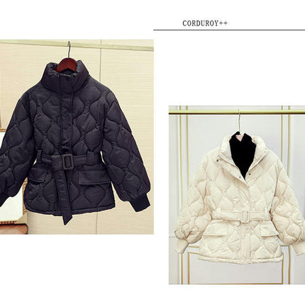 Womens Cropped Puffer Jacket Zip Up Stand Collar Quilted Padded Winter Coat Outerwear