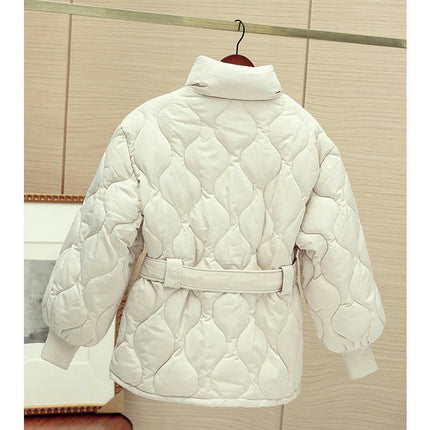 Womens Cropped Puffer Jacket Zip Up Stand Collar Quilted Padded Winter Coat Outerwear