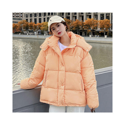 Cropped Puffer Jacket for Women Winter Zip Up Quilted Hooded Outerwear