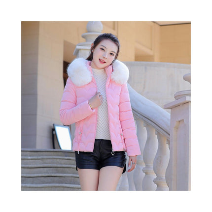 Women's Winter Cropped Puffer Jacket Zip Up Quilted Hooded Coat