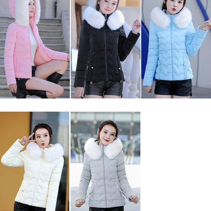 Women's Winter Cropped Puffer Jacket Zip Up Quilted Hooded Coat