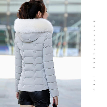 Women's Winter Cropped Puffer Jacket Zip Up Quilted Hooded Coat