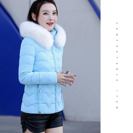 Women's Winter Cropped Puffer Jacket Zip Up Quilted Hooded Coat