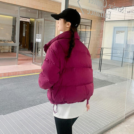 Women's Winter Puffer Jacket Zip Up Quilted Coat Stand Collar Padded Outerwear