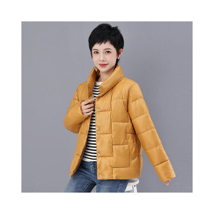 Womens Winter Puffer Quilted Jacket Stand Collar Zip Up Padded Outerwear