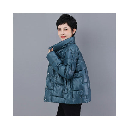 Womens Winter Puffer Quilted Jacket Stand Collar Zip Up Padded Outerwear